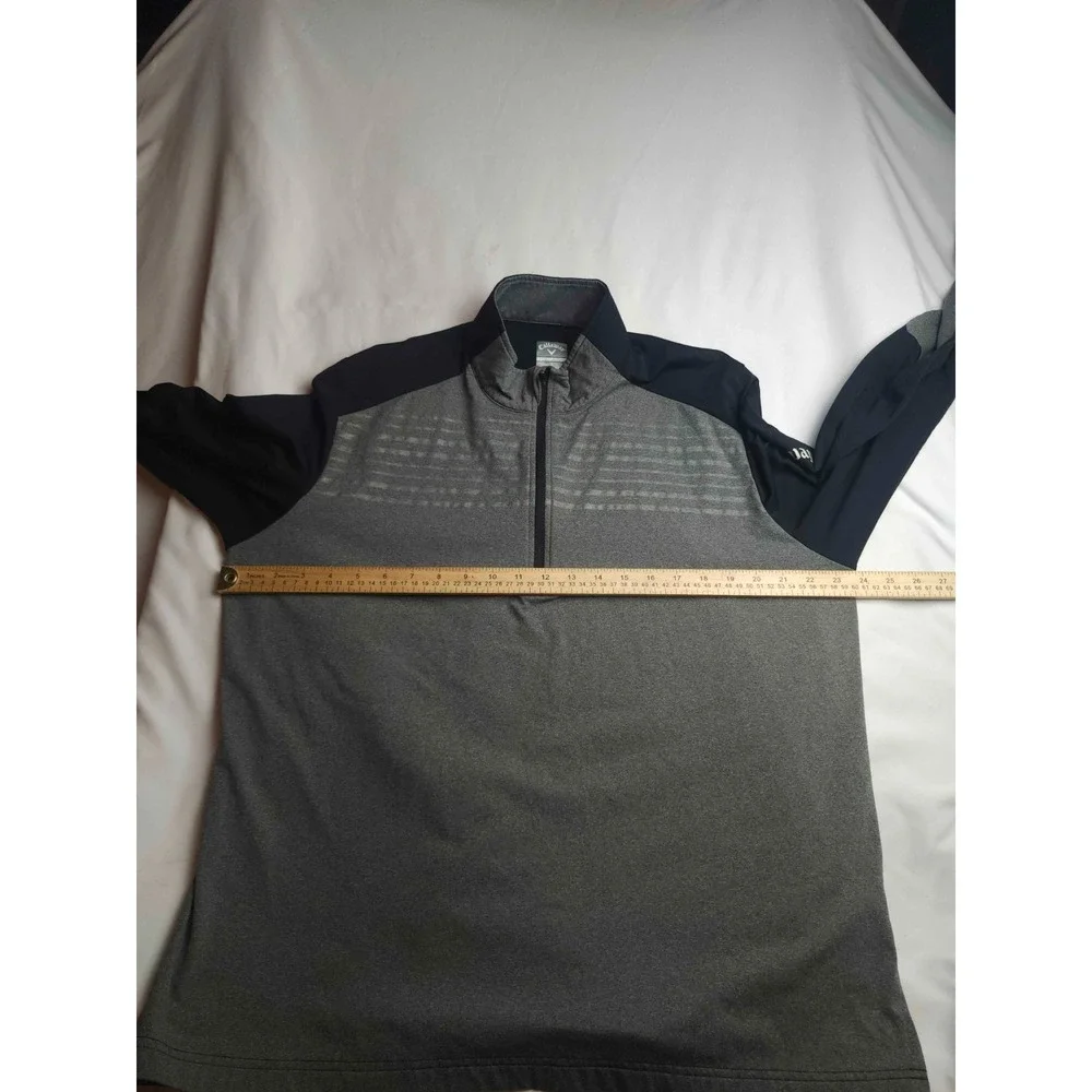 Callaway WeatherSeries Golf Pullover Mens Large Gray Black 1/4 Zip Swing Tech
